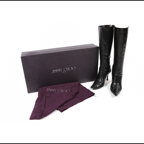 Jimmy Choo Shoes - Jimmy Choo Leather Pointed Stiletto Knee Boots